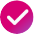 pink circle icon with a white check mark